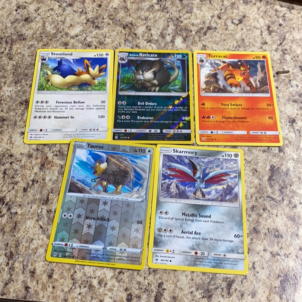 Five Pokémon Cards